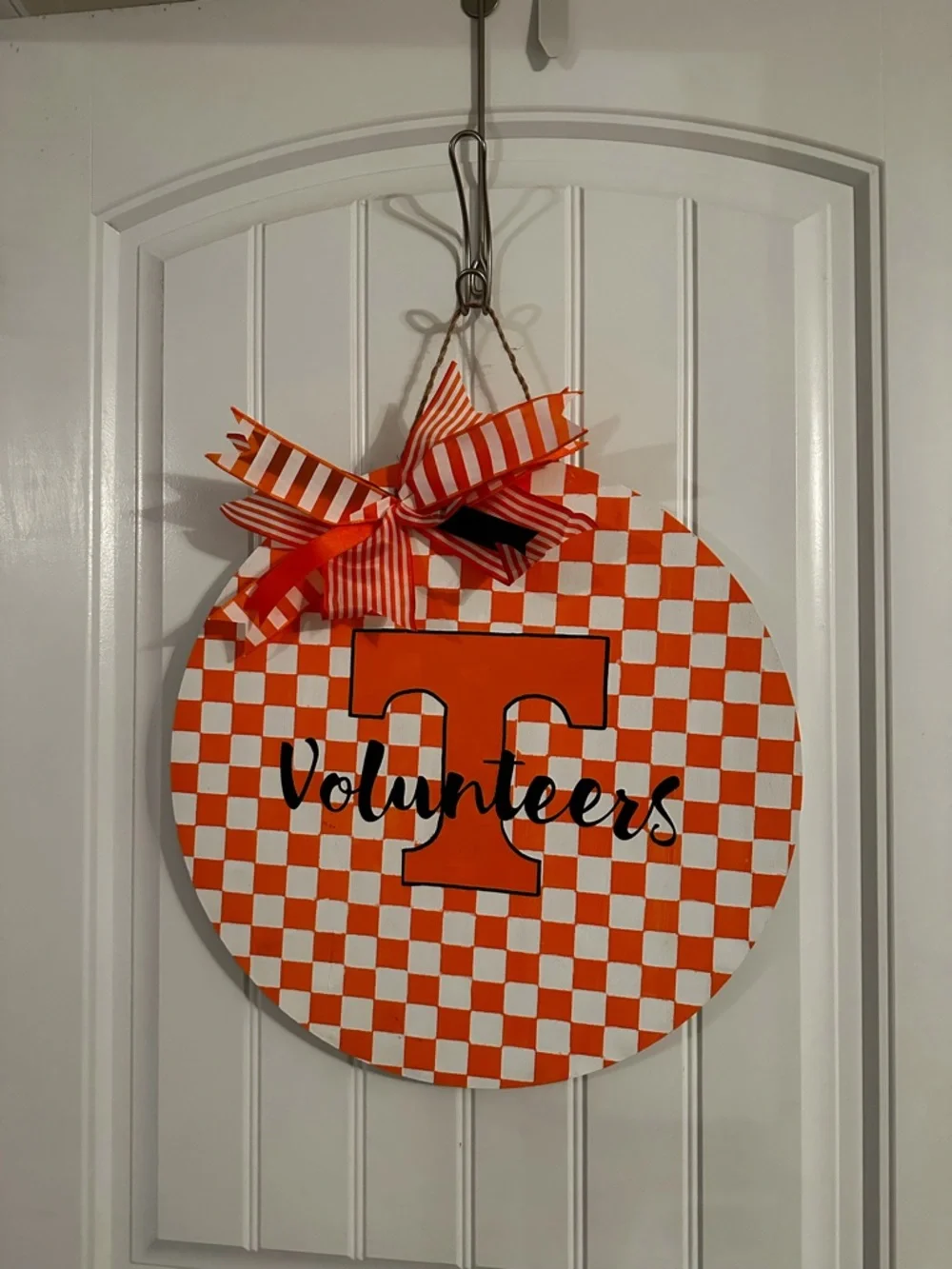 Orange & White Checkered 'Volunteers' Door Hanger